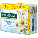 Palmolive Naturals Balanced & Mild tuhé toaletní mýdlo 3 + 1 kus 90 g