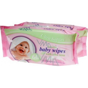 Wipes Baby Ultra Softies s Aloe Vera Sensitive Vlhčené ubrousky 2 x 60 kusů, duopack
