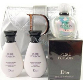 Christian Dior pure Poison parfémovaná voda pro ženy 50 ml + tělové mléko 50 ml + sprchový gel 50 ml + kabelka, dárková sada