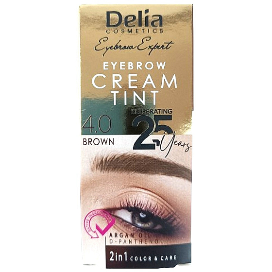 Delia Cosmetics Color Cream barvící krém na obočí s arganovým olejem 4.0 Brown 15 ml + 15 ml