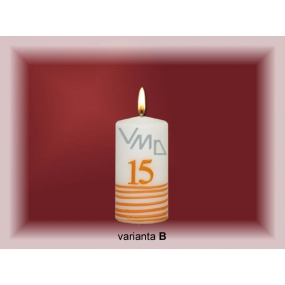 Lima Jubilejní 15 let svíčka bílá zdobená válec 50 x 100 mm 1 kus