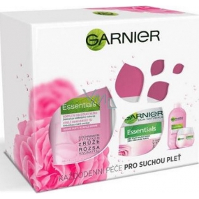 Garnier Essentials Rose hydratační denní krém pro suchou a citlivou pleť 50 ml + odličovací mléko pro suchou pleť 200 ml, kosmetická sada