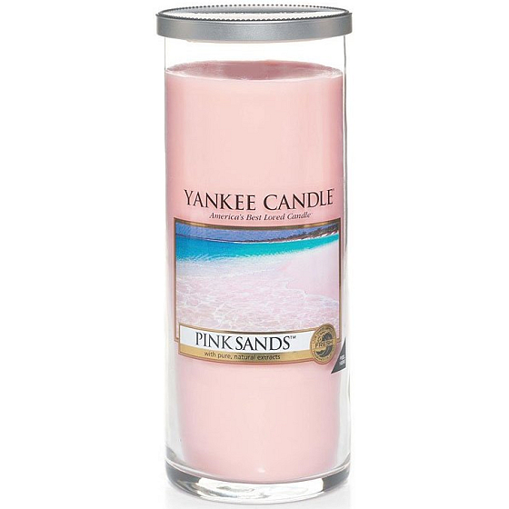 Yankee Candle Pink Sands - Růžové písky Décor vonná svíčka velký válec sklo 75 mm 566 g