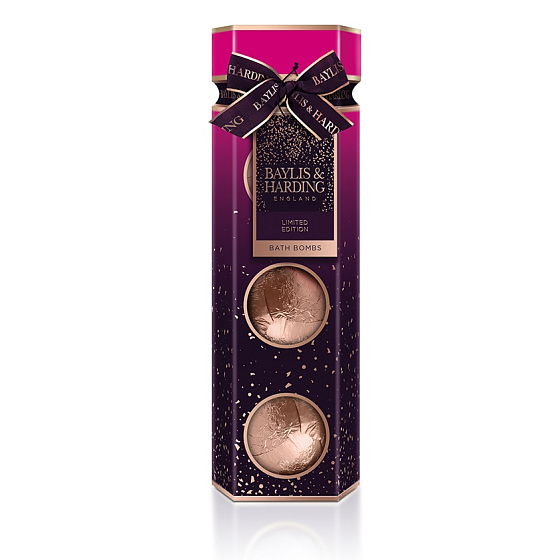 Baylis & Harding Fík a Granátové jablko šumivá koule do koupele 3 x 100 g, kosmetická sada pro ženy