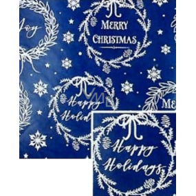 Nekupto Dárkový balicí papír vánoční 70 x 200 cm Tmavě modrý, nápis Merry & Bright