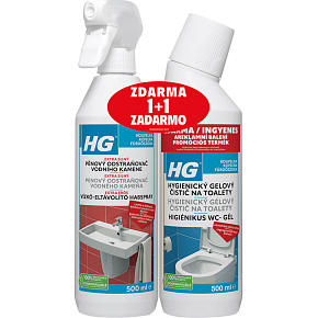 HG pěnový čistič vodního kamene, 500 ml + HG hygienický gel na toalety 500 ml zdarma