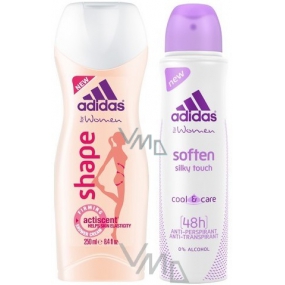 Adidas Soften Shape sprchový gel 250 ml + Soften Silky Touch antiperspitant deodorant sprej pro ženy 150 ml, kosmetická sada