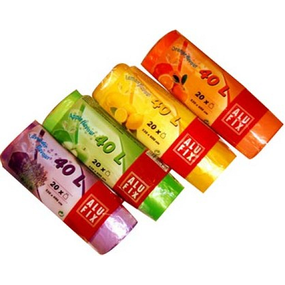 Alufix Aroma Pomeranč Sáčky do odpadkového koše zatahovací s ovocným aroma 40 litrů, 53 x 60 cm, 20 kusů