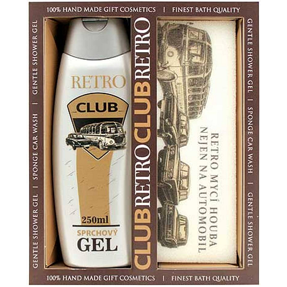Bohemia Gifts Pro Gentlemana sprchový gel 300 ml + Retro mycí houba nejen na automobil 185 x 75 x 30 mm