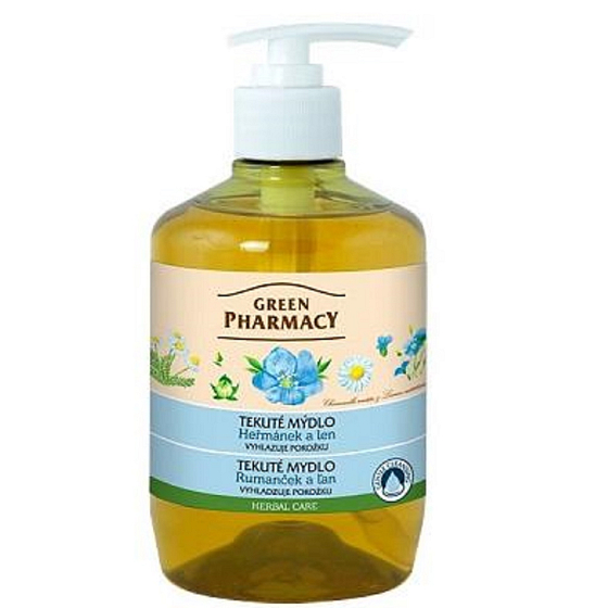 Green Pharmacy Heřmánek a Len tekuté uhlazující mýdlo 460 ml
