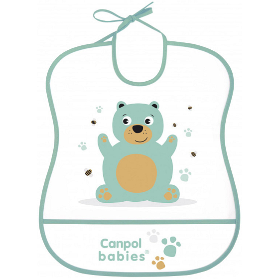 Canpol babies Cute Animals Plastový bryndák měkký s velkou kapsou 1 kus