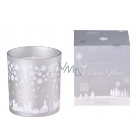 Arome Winter Glow Snowy Wonderland svíčka vonná sklo stříbrná v dárkové krabičce 80 x 90 mm 500 g