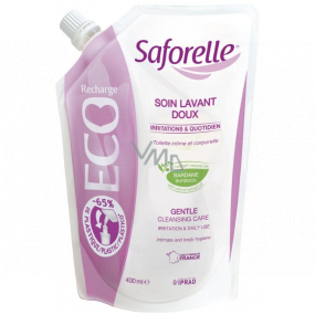 Saforelle Gel pro intimní hygienu jemná čisticí péče, utišuje a zklidňuje podráždění, bez mýdla 400 ml Eco Pack