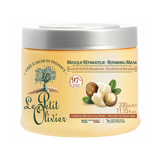 Le Petit Olivier Bambucké máslo a makadamový olej obnovující maska na suché vlasy 330 ml