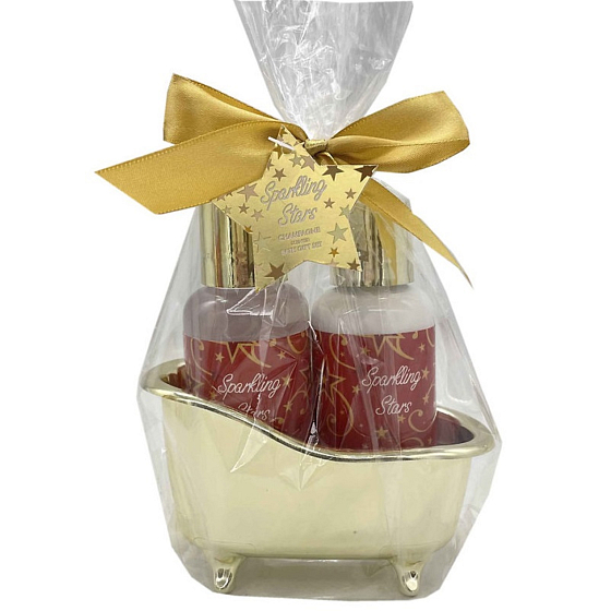 Salsa Collection Sparkling Stars tělové mléko 95 ml + sprchový gel 95 ml, kosmetická sada ve zlaté vaničce