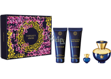 Versace Dylan Blue pour Femme parfémovaná voda 100 ml + tělové mléko 100 ml + sprchový gel 100 ml + parfémovaná voda 5 ml miniatura, dárková sada pro ženy