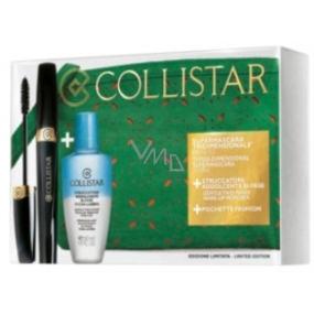 Collistar Tridimensionale 3D řasenka černá + Struccatore Addolcente Bi-Fase Occhi-Labbra dvoufázový odličovač 50 ml + taštička zelená, kosmetická sada
