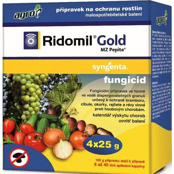 Agro Ridomil Gold MZ fungicid Pepite přípravek na ochranu rostlin 4 x 25 g
