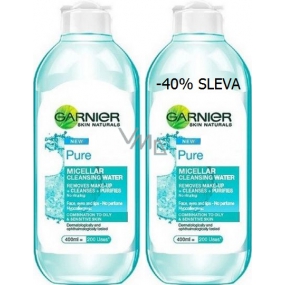 Garnier Skin Naturals Pure All In One micelární voda pro smíšenou až mastnou a citlivou pleť 2 x 400 ml