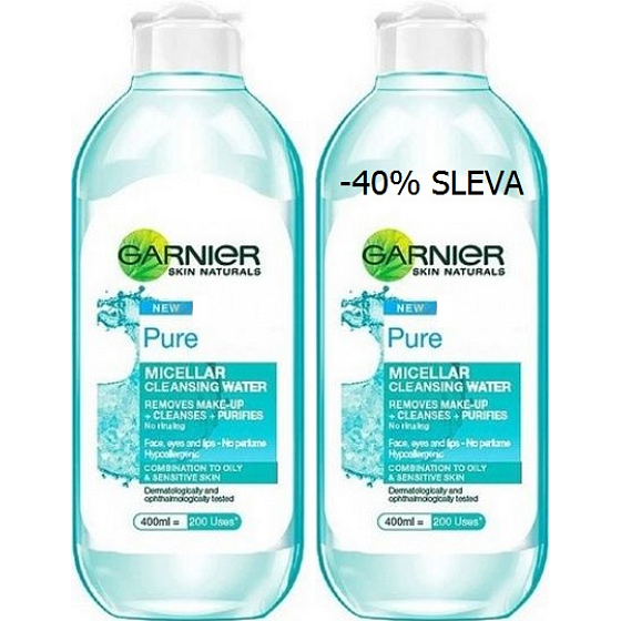 Garnier Skin Naturals Pure All In One micelární voda pro smíšenou až mastnou a citlivou pleť 2 x 400 ml