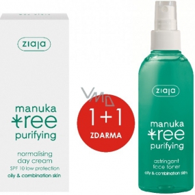 Ziaja Manuka Tree Purifying normalizační denní krém 50 ml + Manuka Tree Purifying adstringentní pleťový tonik 200 ml, duopack