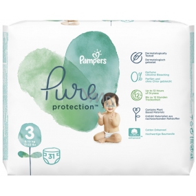 Pampers Pure Protection velikost 3, od 6-10 kg plenkové kalhotky 31 kusů