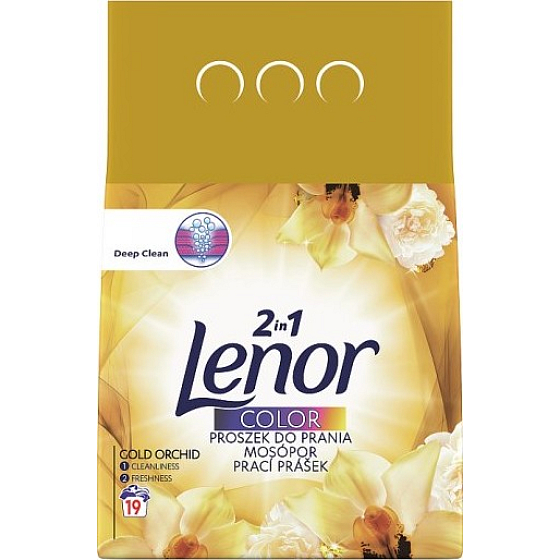 Lenor Color 2v1 Gold Orchid vůně vanilky, mimózy, růží a broskví prací prášek 19 praní 1,235 kg