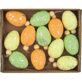 Vajíčka plastová na zavěšení žluto-oranžovo-zelená 4 cm 12 kusů v krabičce