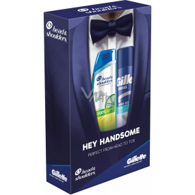 Gillette Cooling Sensitive gel na holení s eukalyptem 200 ml + Head & Shoulders Deep Cleanse Oil Control šampon na vlasy proti lupům 300 ml, kosmetická sada pro muže