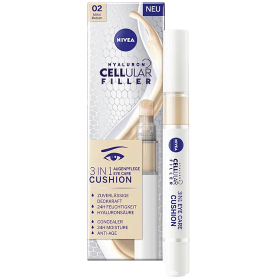 Nivea Hyaluron Cellular Filler tónovací oční krém v houbičce 02 Medium 4 ml
