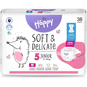 Bella Happy Junior 5 dětské pleny jednorázové 11-18 kg, 38 ks