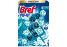 Bref Premium Color Activ Ocean WC blok pro hygienickou čistotu a svěžest Vaší toalety, zbarvuje vodu 3 x 50 g