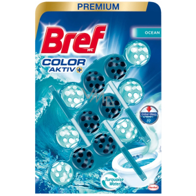 Bref Premium Color Activ Ocean WC blok pro hygienickou čistotu a svěžest Vaší toalety, zbarvuje vodu 3 x 50 g