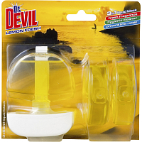 Dr. Devil 3v1 Lemon Fresh tekutý WC blok, košíček + náplň 3× 55 ml