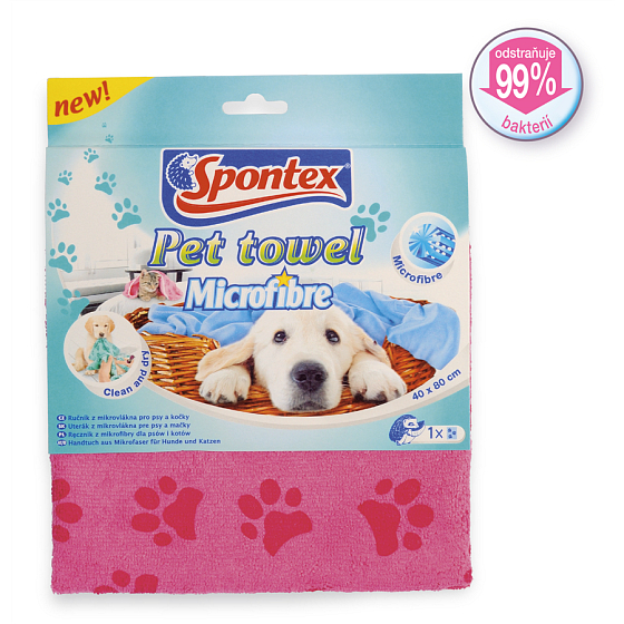 Spontex Pet Towel Microfibre ručník z mikrovlákna pro psy a kočky 40 x 80 cm 1 kus