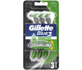 Gillette Blue 3 Sensitive 3břitý jednorázový holící strojek pro muže 3 kusy