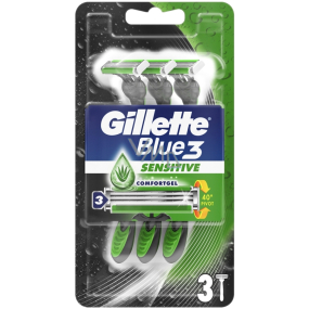 Gillette Blue 3 Sensitive 3břitý jednorázový holící strojek pro muže 3 kusy