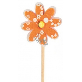 Květinka z filcu oranžová zápich 4 cm + špejle