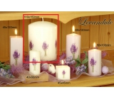 Lima Květina Levandule vonná svíčka světle fialová s obtiskem levandule válec 110 x 150 mm 1 kus