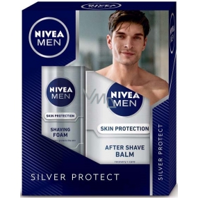 Nivea Men Silver Protect pěna na holení 200 ml + balzám po holení 100 ml, kosmetická sada