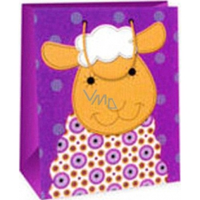 Ditipo Dárková papírová taška 26,4 x 13,7 x 32,4 cm tmavě růžová ovečka
