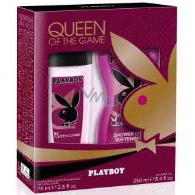 Playboy Queen of The Game parfémovaný deodorant sklo pro ženy 75 ml + sprchový gel 250 ml, kosmetická sada