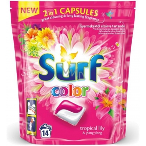 Surf Color Tropical Lily & Ylang Ylang 2v1 kapsle na praní barevného prádla 14 dávek
