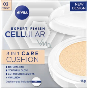 Nivea Expert Finish Cellular 3v1 pečující tónovací krém make-up v houbičce 02 Medium 15 g