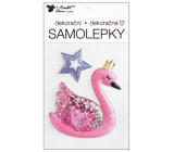 Samolepka plastická plněná třpytkami Labuť 10,5 x 18 cm