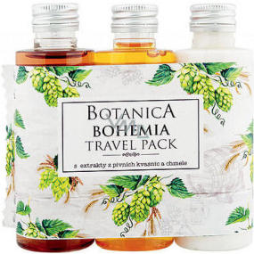 Bohemia Gifts Botanica Chmel a obilí pivní sprchový gel 75 ml + šampon 75 ml + tělové mléko 75 ml, cestovní balení
