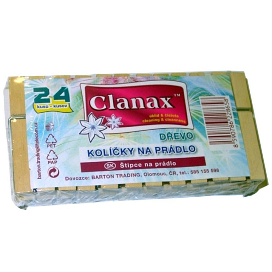 Clanax Kolíčky na prádlo dřevěné 24 kusů
