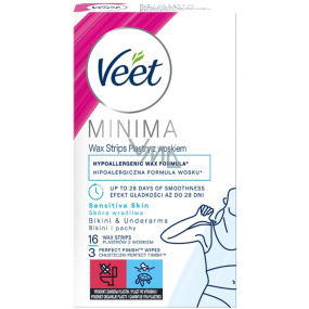 Veet Minima Bikiny a podpaží depilační voskové pásky pro citlivou pokožku 16 kusů