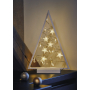 Stromek dřevěný bílý s hvězdičkami 27 x 40 cm s 15 LED světýlky, teplá bílá