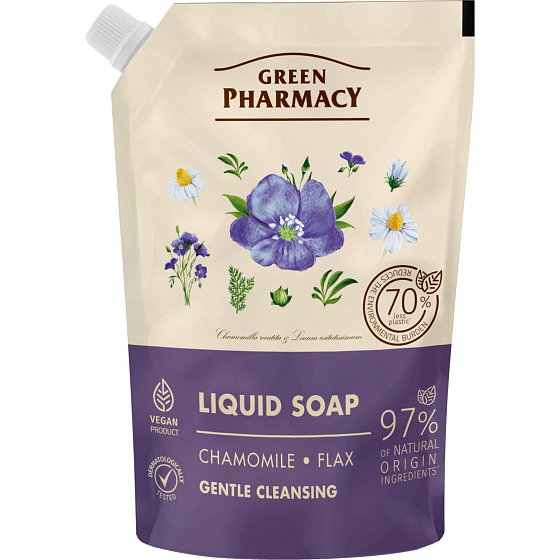 Green Pharmacy Heřmánek a Len tekuté mýdlo náhradní náplň 460 ml
